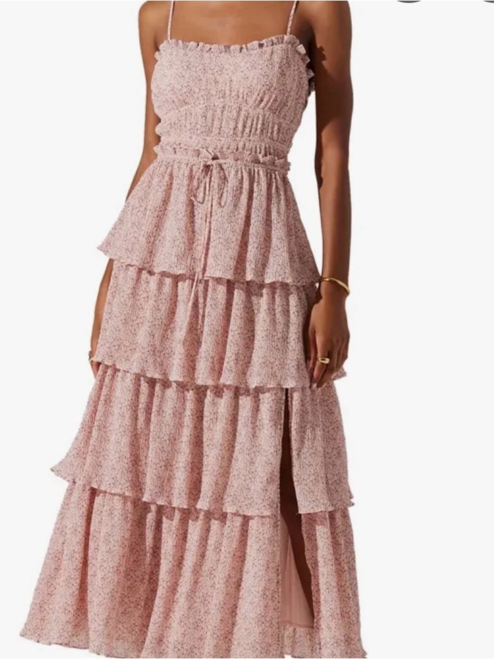 Astr Blush Pink Ruffle-Trim Dress